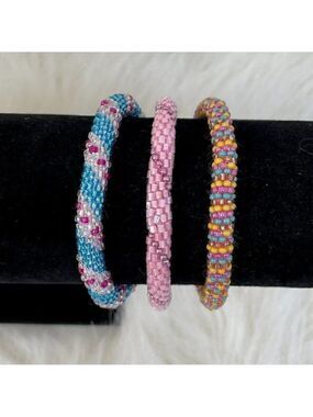 HAND CRAFTED in Nepal Beaded Bracelets
(set of 3) #315